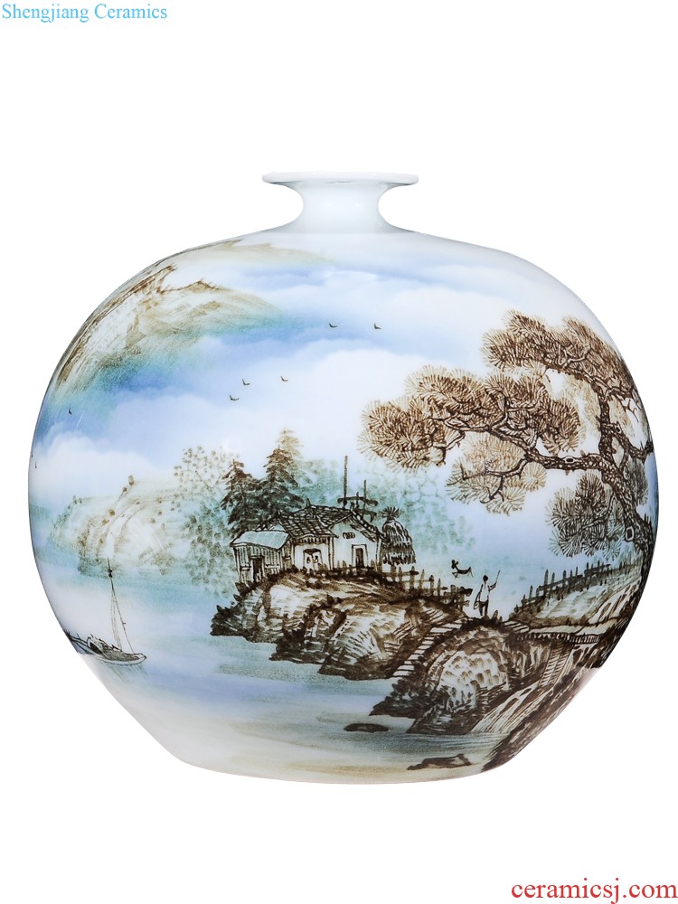 Jingdezhen ceramics hand-painted dried flower flower vase Chinese modern bedroom sitting room adornment is placed a wedding gift