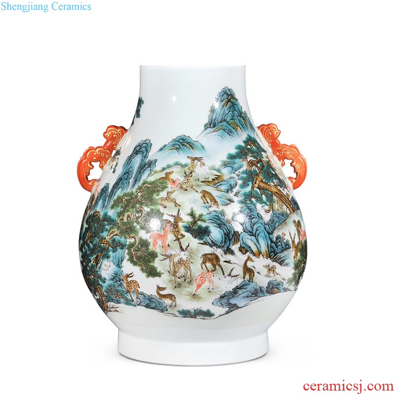 Jingdezhen ceramics imitation qing qianlong blue-and-white in longfeng pot-bellied vases, Chinese style living room home decoration furnishing articles