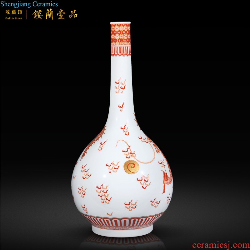 Jingdezhen imperial kiln chinaware imitation qianlong offering sitting room adornment colour pastel blue flowers poetry bottle collection furnishing articles