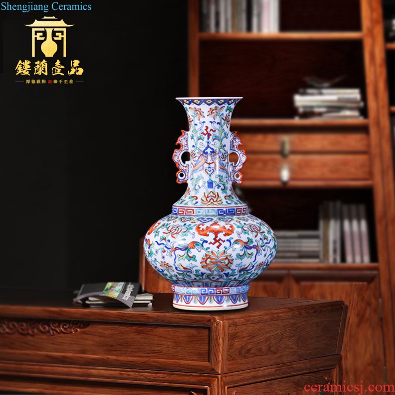 Jingdezhen ceramics blue colour imitation qing qianlong offering dragon mei bottle of flower vases, house sitting room adornment furnishing articles