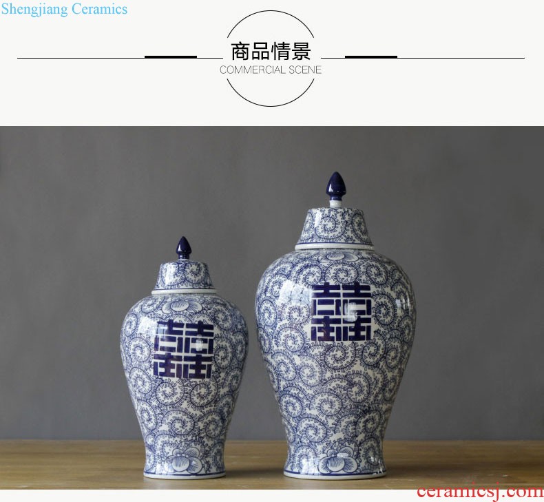 Rain tong home |/blue and white porcelain is the plum flower drum marriage room multi-functional furnishing articles furnishing articles ornaments of jingdezhen ceramics