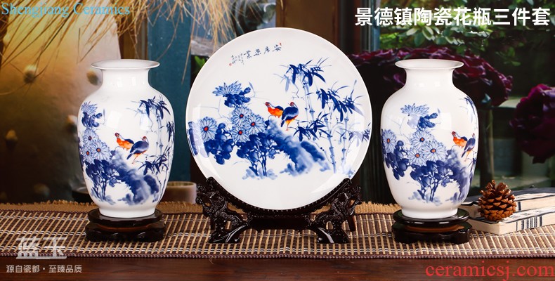 Jingdezhen ceramic blue vase manually contracted style living room TV ark flower arranging household handicraft furnishing articles