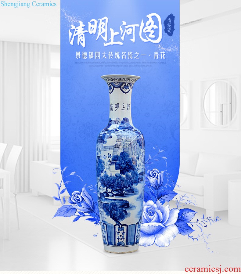 Master of jingdezhen ceramics vase hand-painted shadow blue paint pomegranate bottles of Chinese style living room decoration office furnishing articles