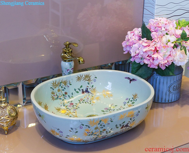 Koh larn, qi ceramic undercounter lavabo lavatory art basin of the basin that wash a face Taichung basin elliptical platinum peony