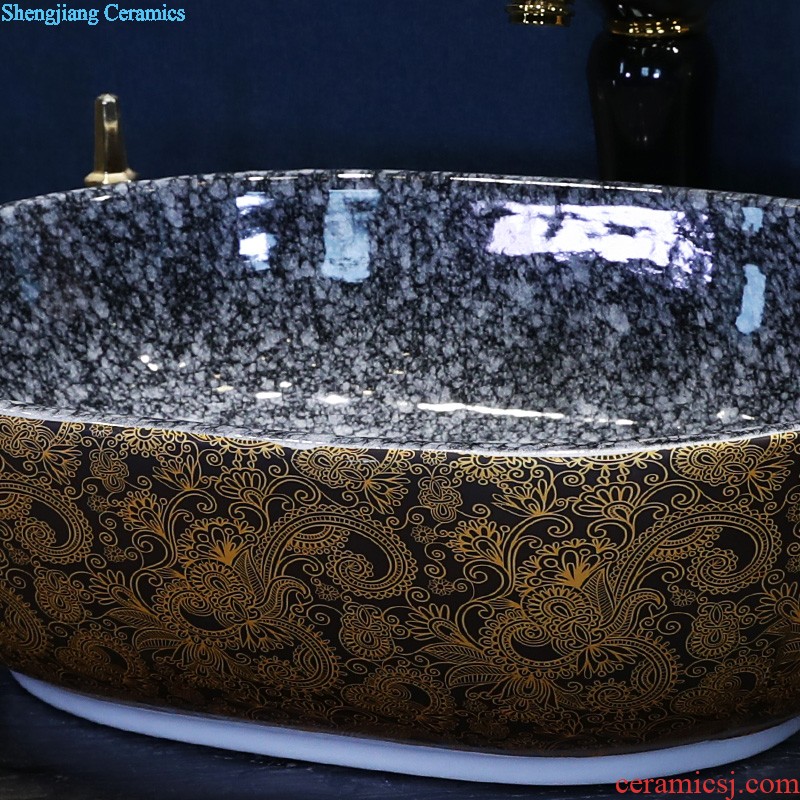 New Chinese style on the ceramic basin sink household toilet basin washing a face wash gargle oval art basin