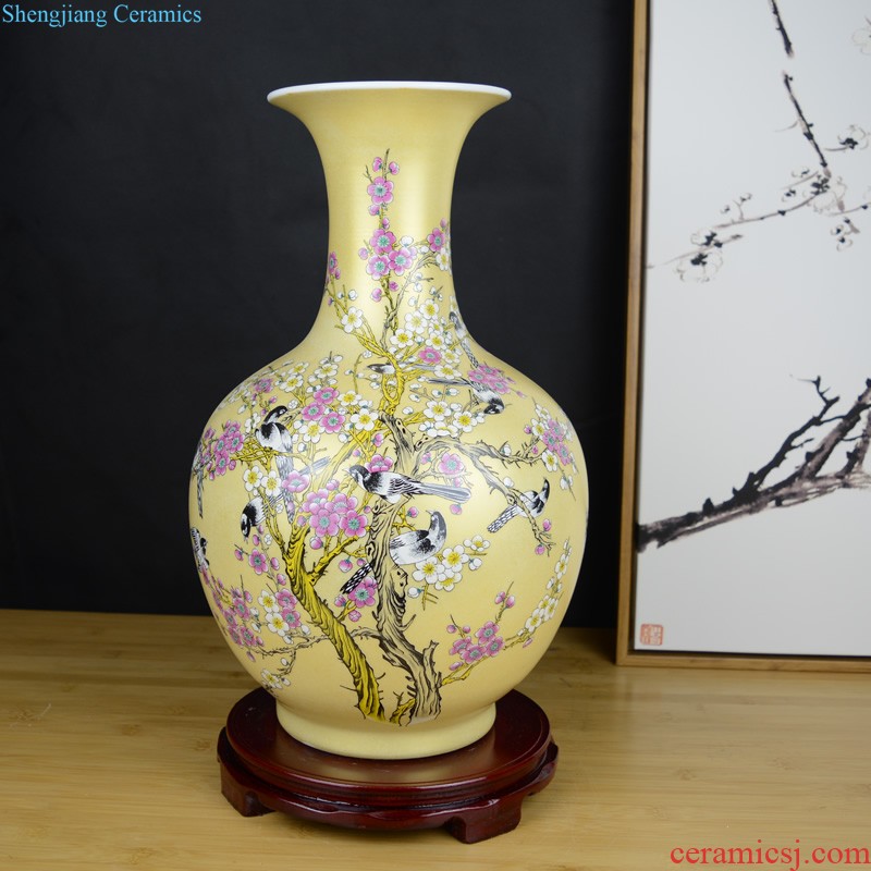 Chinese style restoring ancient ways of jingdezhen ceramics green glaze vase sitting room porch rich ancient frame home decoration handicraft furnishing articles