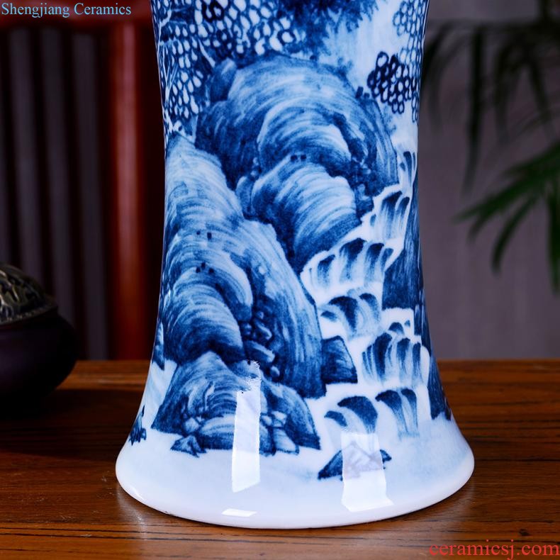 Blue and white porcelain jingdezhen porcelain vases, pottery and porcelain hand-painted furnishing articles sitting room flower arranging modern Chinese style household ornaments