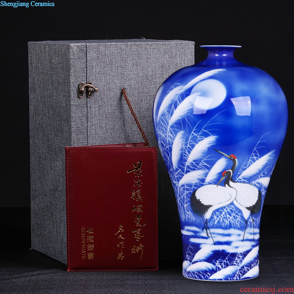 Jingdezhen blue and white porcelain vases, pottery and porcelain hand-painted scenery figure large arranging flowers Chinese style household act the role ofing is tasted arts and crafts