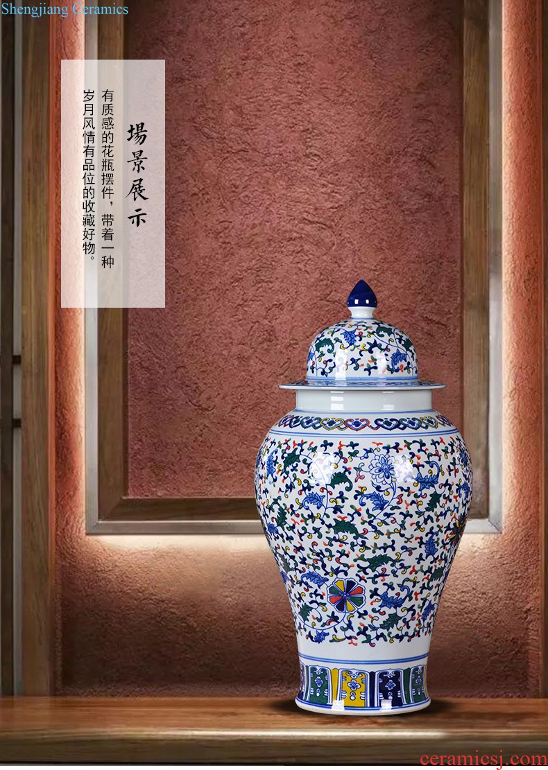 Jingdezhen ceramics hand-painted vases furnishing articles sitting room of Chinese style household wine porch TV ark adornment arranging flowers