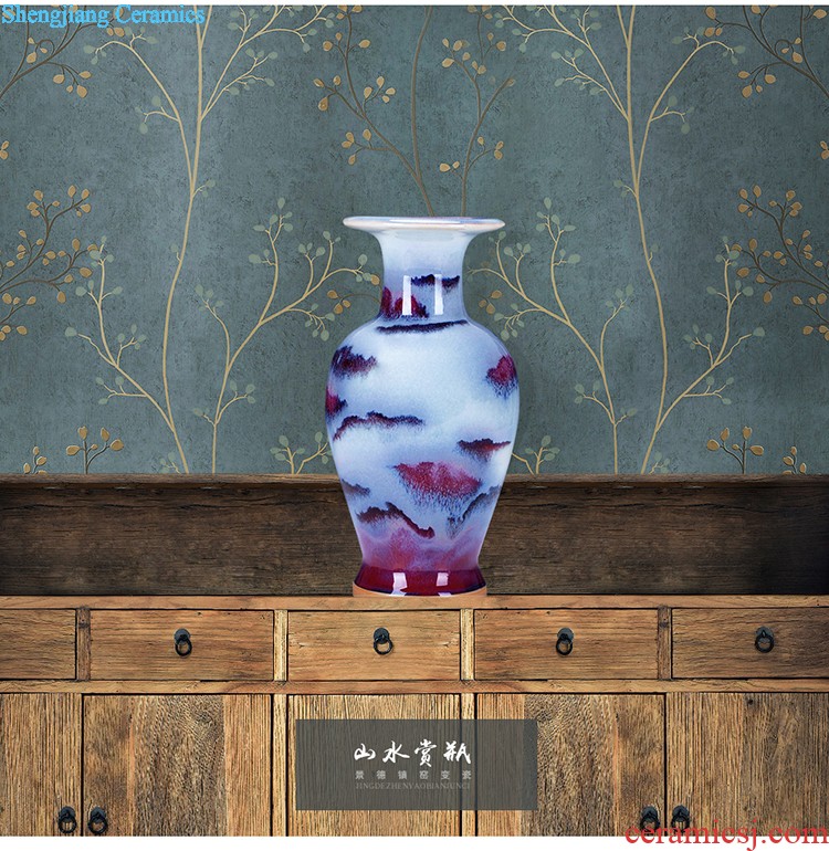 Jingdezhen ceramic Chinese red large vase home sitting room porch place large new home decoration hc - 074