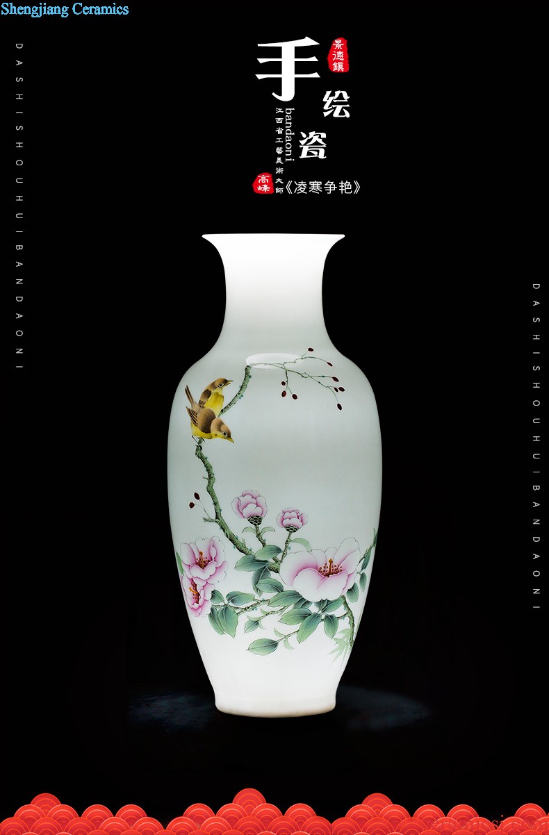 E089 jingdezhen ceramics China red festival of large vase in extremely good fortune sitting room place wedding decoration