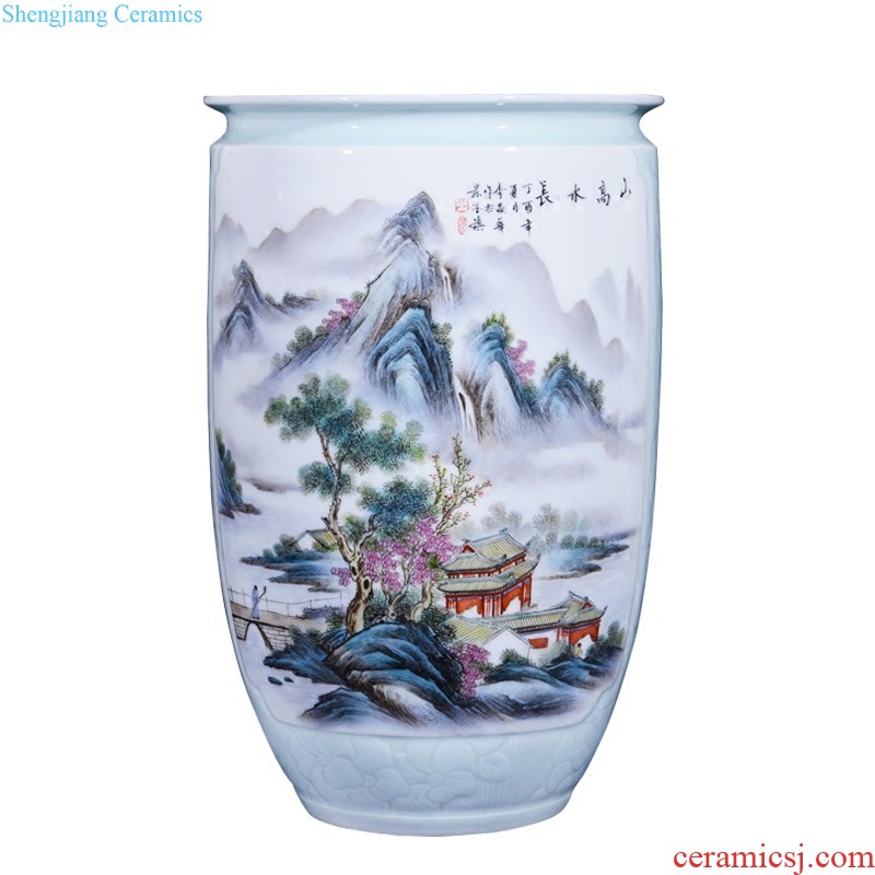 Jingdezhen ceramics archaize qing qianlong yellow ground the pastel sky big vase household sitting room adornment collection furnishing articles