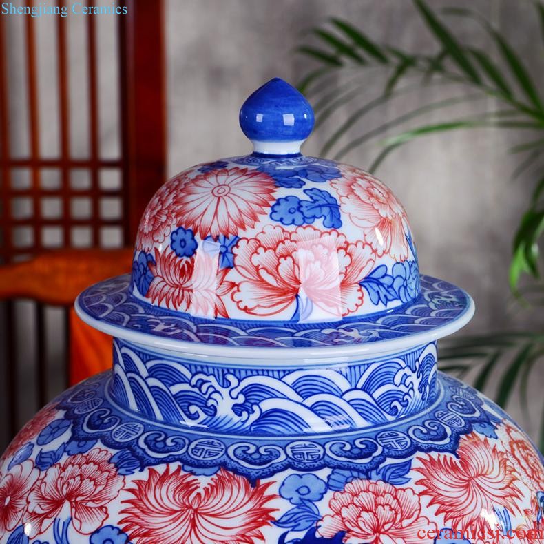 Jingdezhen ceramics vase hand-painted flower arranging furnishing articles of Chinese style living room TV cabinet decoration porcelain home decoration