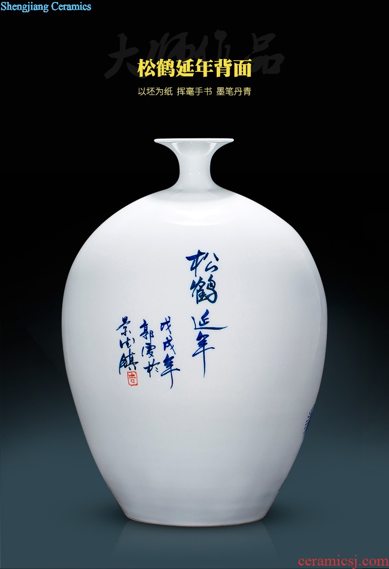 Jingdezhen ceramic hand-painted large blue and white porcelain vase Lin He spring sitting room adornment TV setting wall furnishing articles