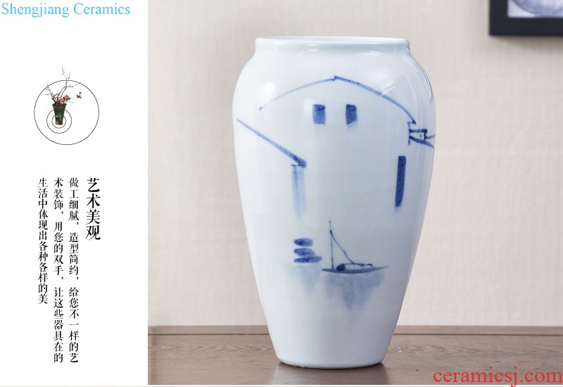 Jingdezhen ceramic hand-painted vases, dried flowers flower arrangement sitting room TV ark of new Chinese style household adornment handicraft furnishing articles