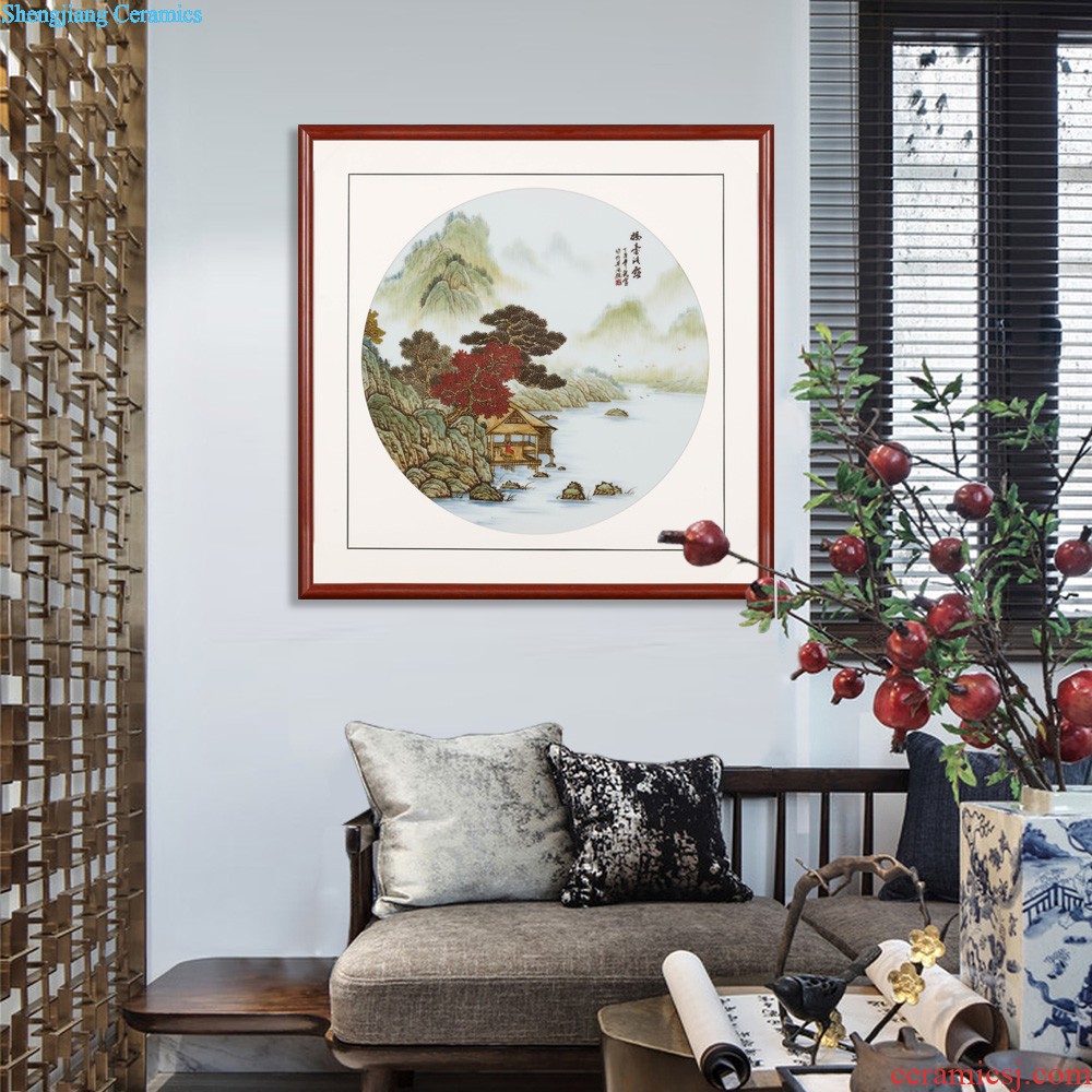 Jingdezhen ceramics porcelain plate painting landscape decoration of Chinese style household sofa setting wall mural that hang a picture