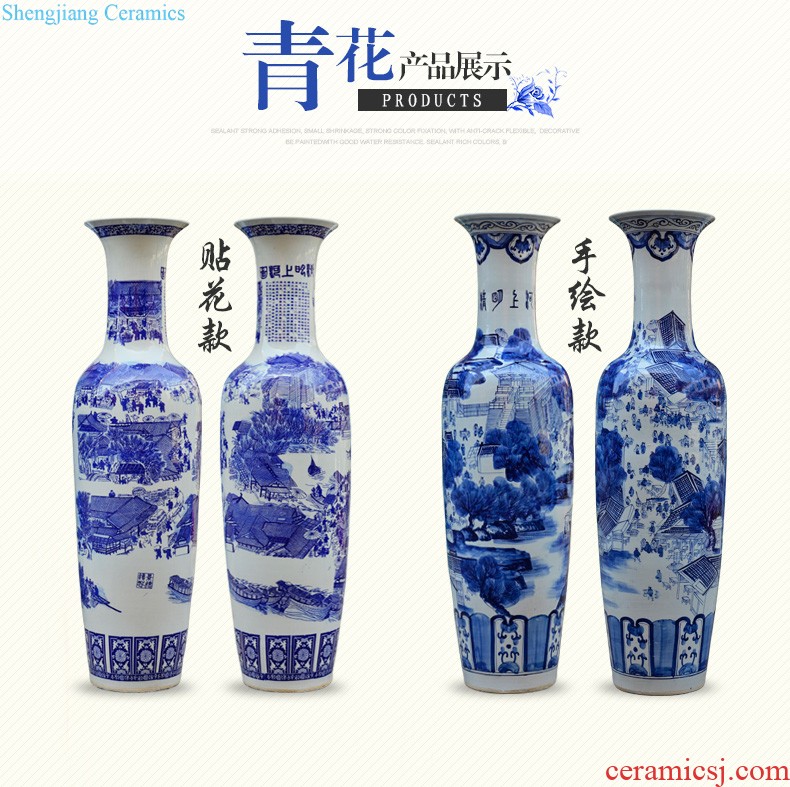 Master of jingdezhen ceramics vase hand-painted shadow blue paint pomegranate bottles of Chinese style living room decoration office furnishing articles