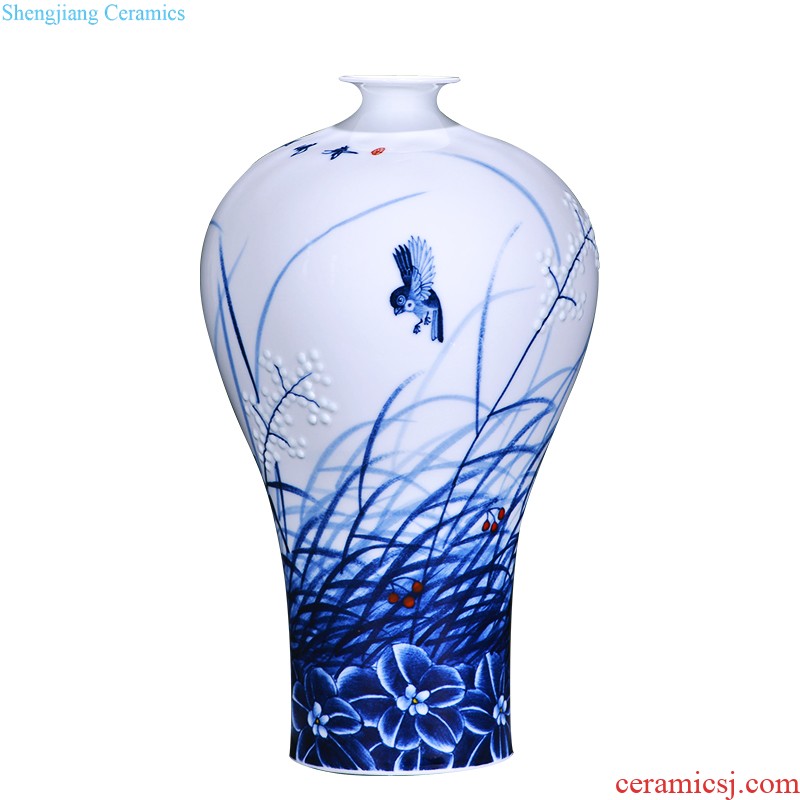 Jingdezhen ceramics hand-painted ceramic vase furnishing articles lotus pond clear interest mei bottles of modern home decoration decoration sitting room