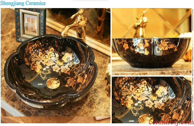 Post, neat square lavabo square stage basin flood golden flower bath art basin basin ceramic lavatory basin