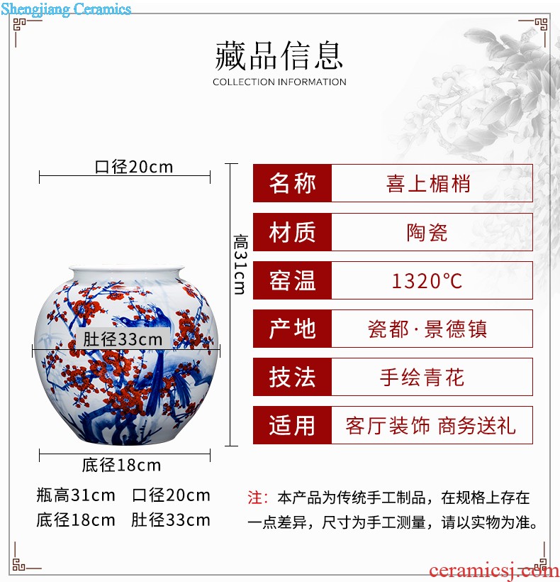 E150 jingdezhen ceramics all hand painted lotus lotus rhyme quiver of large vases, home furnishing articles adornment