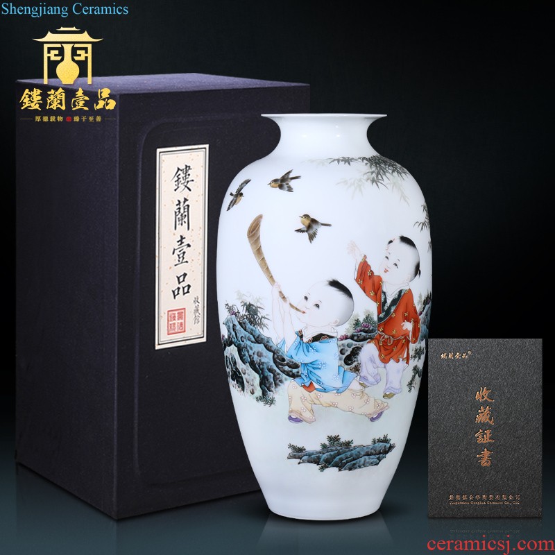 Jingdezhen ceramic vases, modern Chinese painting of flowers and flower arrangement home sitting room bedroom TV ark decorative furnishing articles