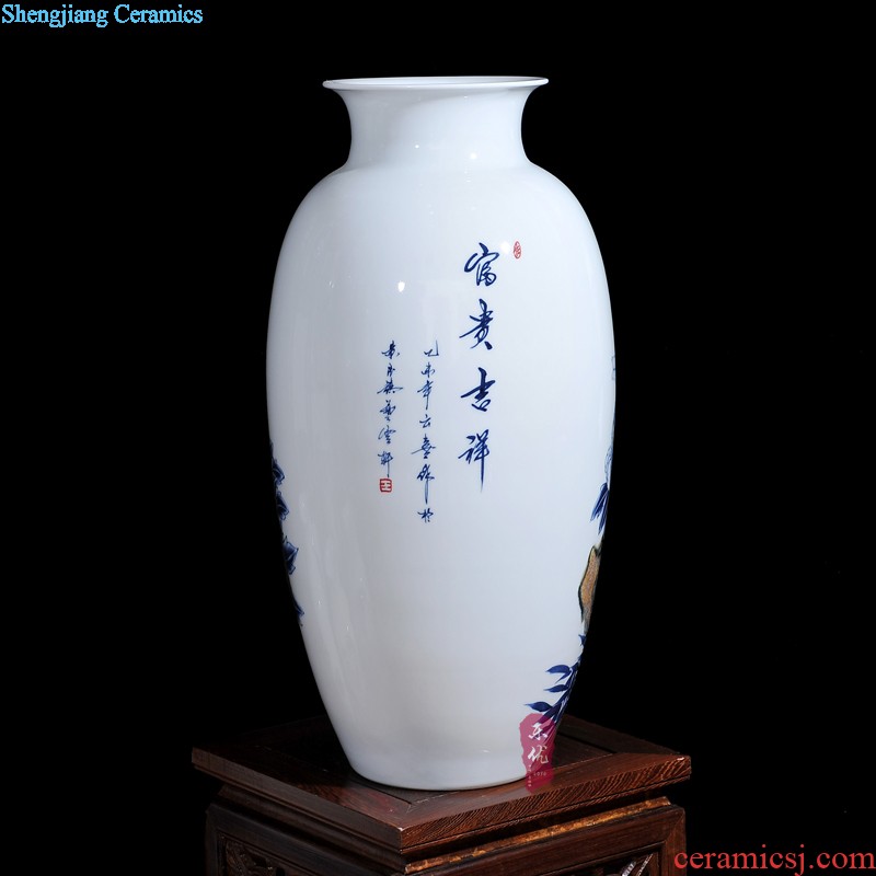 Jingdezhen ceramic set is lrene hand-painted sabingga sukdun dergici jimbi vases, flower fashionable sitting room of Chinese style household furnishing articles