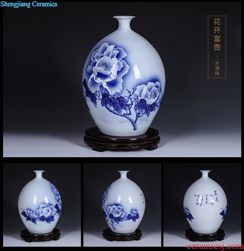 Jingdezhen ceramics Shadow blue variable color glaze vase flowers Fashion contracted home sitting room adornment is placed