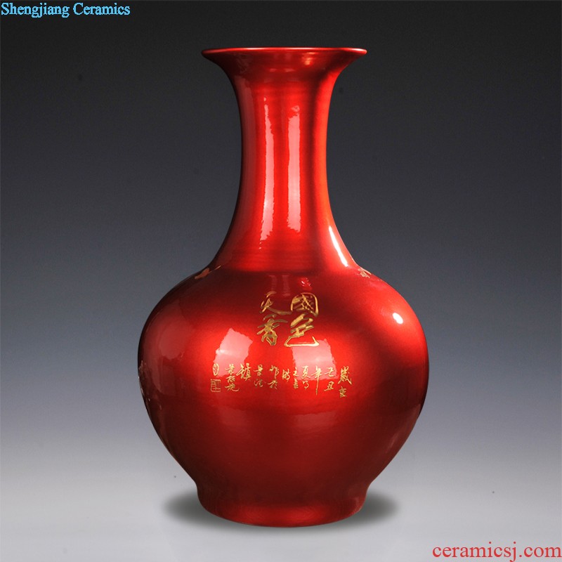 Jingdezhen ceramics Crystal glaze black peony landing a big vase Modern home sitting room floor furnishing articles