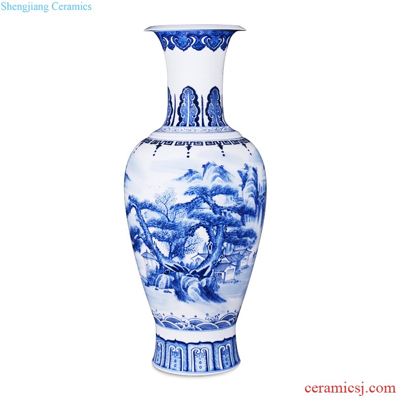 Jingdezhen ceramics high copy qianlong pastel ears okho spring vases, sitting room of new Chinese style household adornment furnishing articles