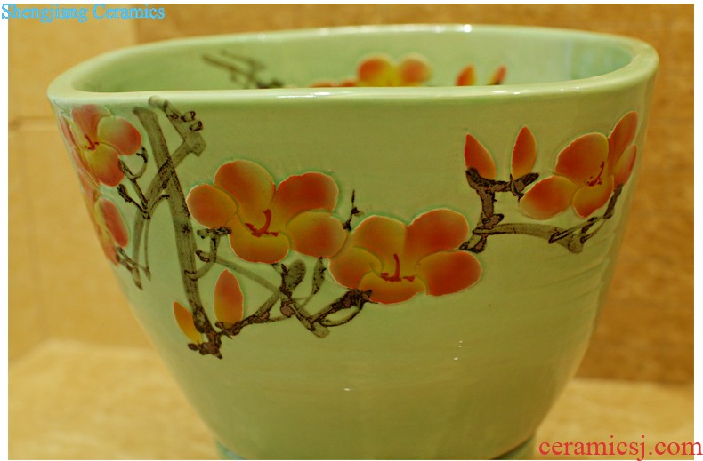 Koh larn, qi Increase the square on the art of jingdezhen ceramic bowl lavatory sink basin Platinum peony