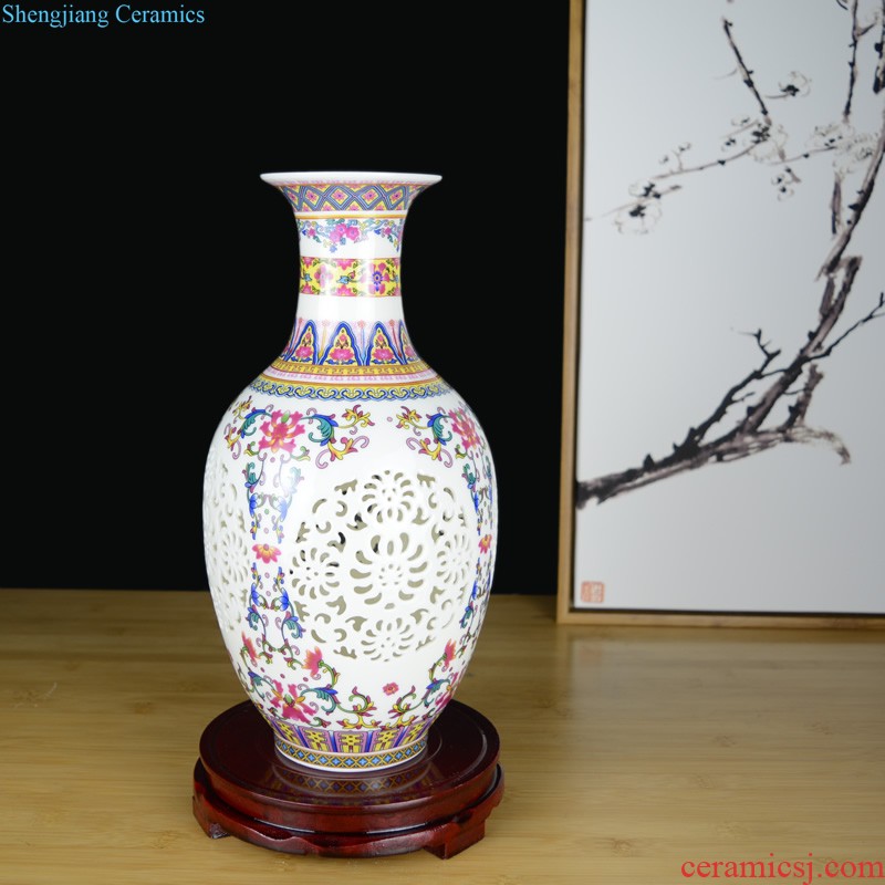 Jingdezhen crystalline glaze ceramic vase dried flowers flower arrangement sitting room european-style table creative household soft adornment is placed