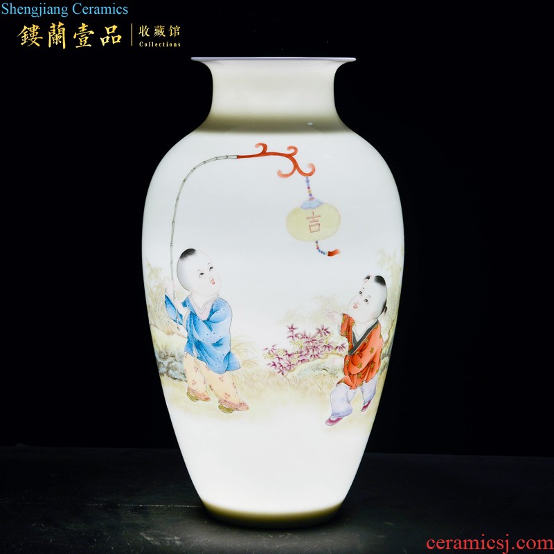 Master of jingdezhen ceramics hand-painted decorative flower vase new Chinese style living room TV cabinet porch is decorated collection