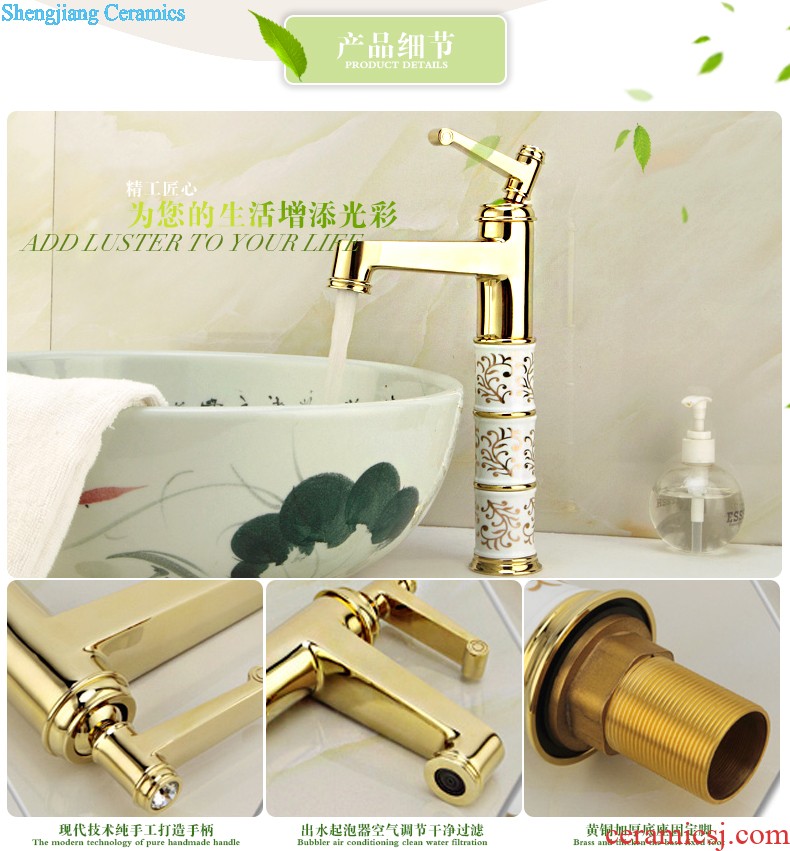 Gold cellnique pillar basin ceramic sanitary ware lavatory washbasins one-piece toilet floor balcony art basin