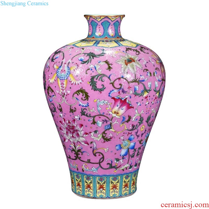 Jingdezhen ceramics hand-painted flower vase new Chinese style household living room TV cabinet craft decoration wedding furnishing articles