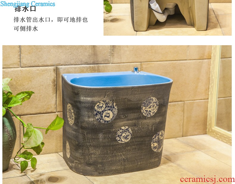 Koh larn, neat hand-drawn square stage basin ceramic lavabo art of the basin that wash a face basin sinks green lotus