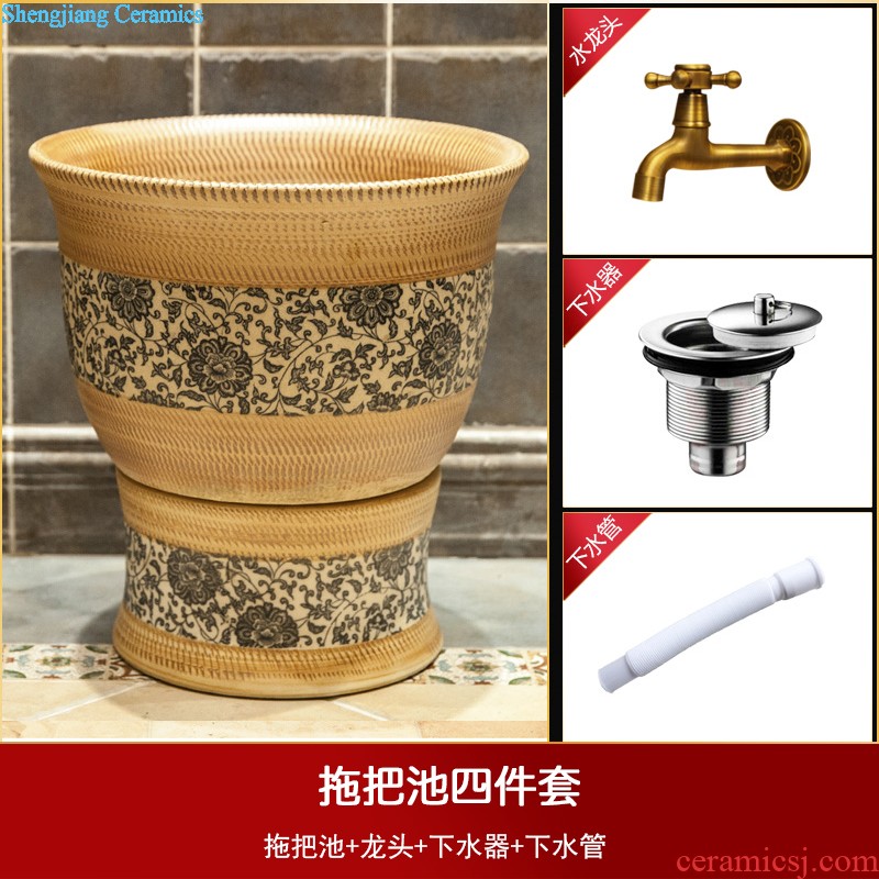 Koh larn, qi Jingdezhen ceramic stage basin square European art basin lavatory bath Red is the colour