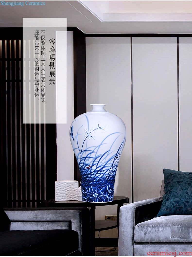 Jingdezhen ceramics hand-painted ceramic vase furnishing articles lotus pond clear interest mei bottles of modern home decoration decoration sitting room