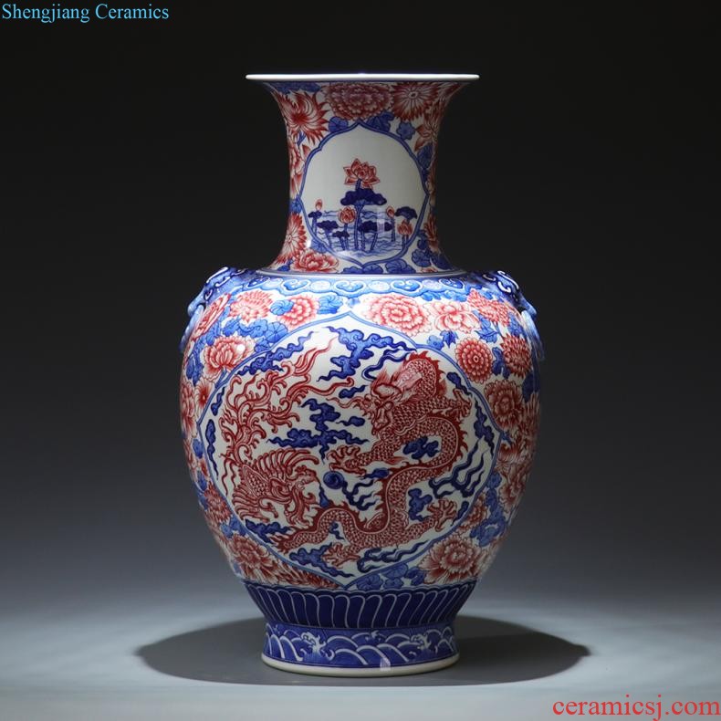 Jingdezhen ceramics and exquisite knife clay under the green glaze hand-painted color vases, flower arranging flowers is contemporary and contracted sitting room