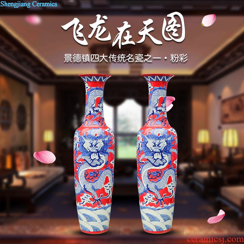 Jingdezhen ceramics of large vases, antique hand-painted fangming character home sitting room adornment is placed