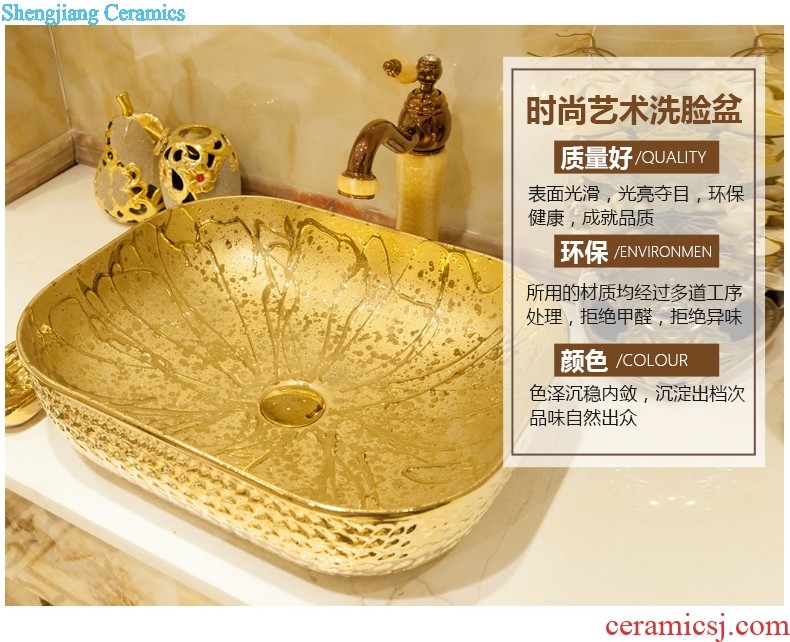 Koh larn, qi ceramic sanitary ware of toilet stage basin sink toilet lavatory basin Hand painted green leaf