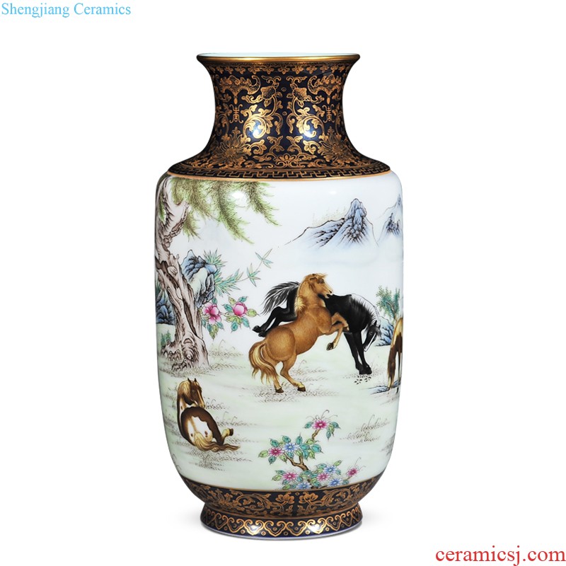 Jingdezhen imperial kiln chinaware imitation qianlong the blue colour and grain volume collection of mouth vase sitting room adornment furnishing articles