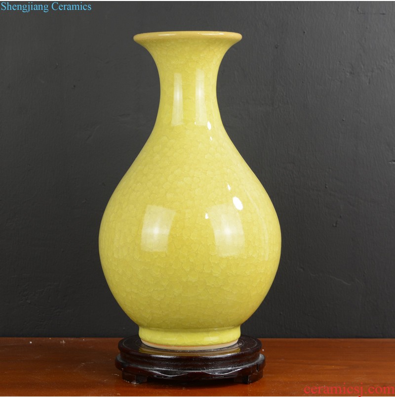 Jingdezhen ceramics Antique green crystal vase Chinese style living room TV cabinet rich ancient frame porch place