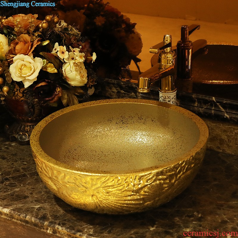 Gold cellnique ceramic face basin bathroom sink basin bathroom sinks rectangle sink on green qing