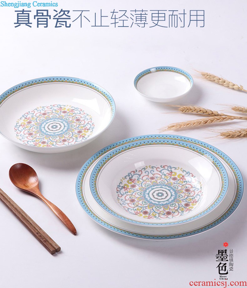 inky Jingdezhen porcelain tableware suit bone The Mediterranean amorous feelings of eating food dishes suit household love the sea