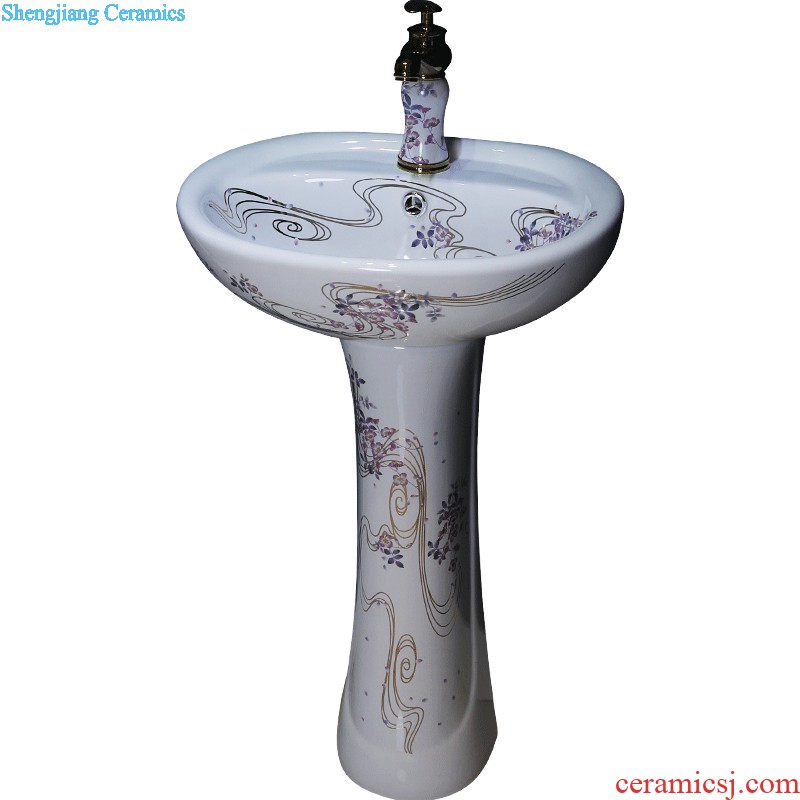 Gold cellnique ceramics column type lavatory pillar lavabo toilet basin basin of small family pillar