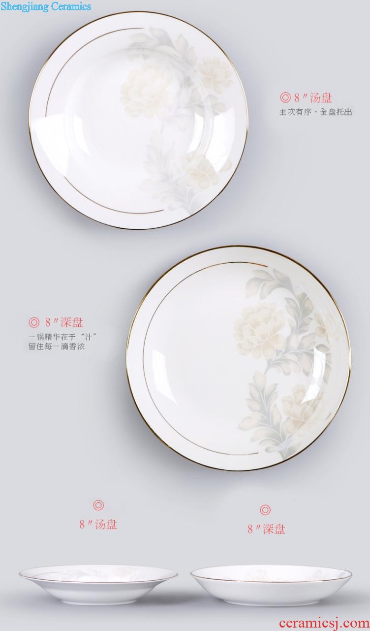 inky Blue and white porcelain tableware suit Chinese dishes Jingdezhen ceramic dishes suit Xin jade 3.0