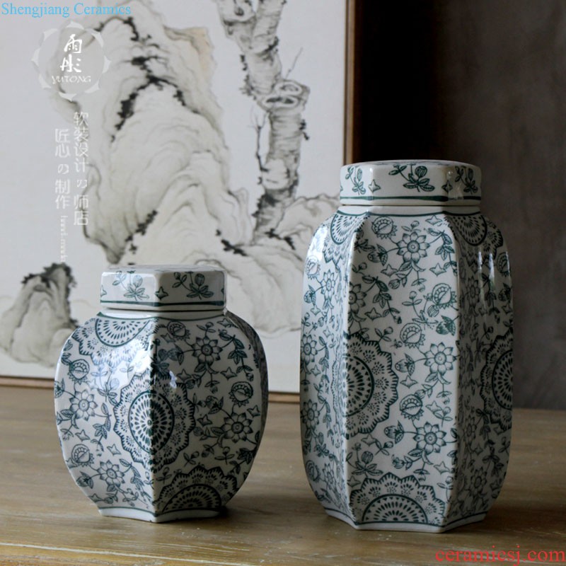 Rain tong home | jingdezhen ceramics european-style six edge ceramic pot home sitting room porch home furnishing articles