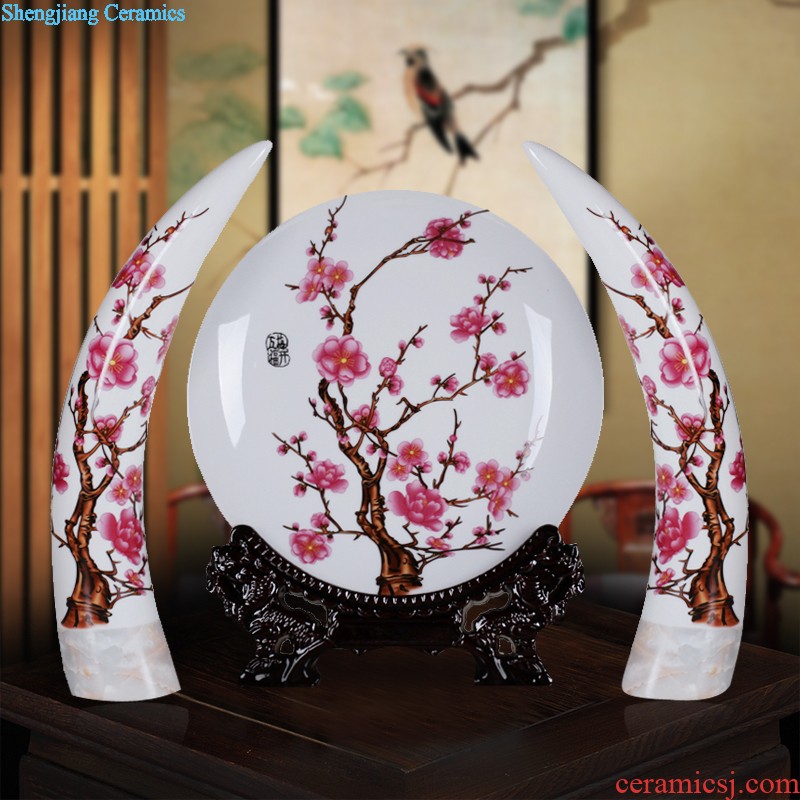 Jingdezhen ceramic hand-painted porcelain plate of blue and white porcelain painting the living room of Chinese style household porch setting wall mural hang a picture