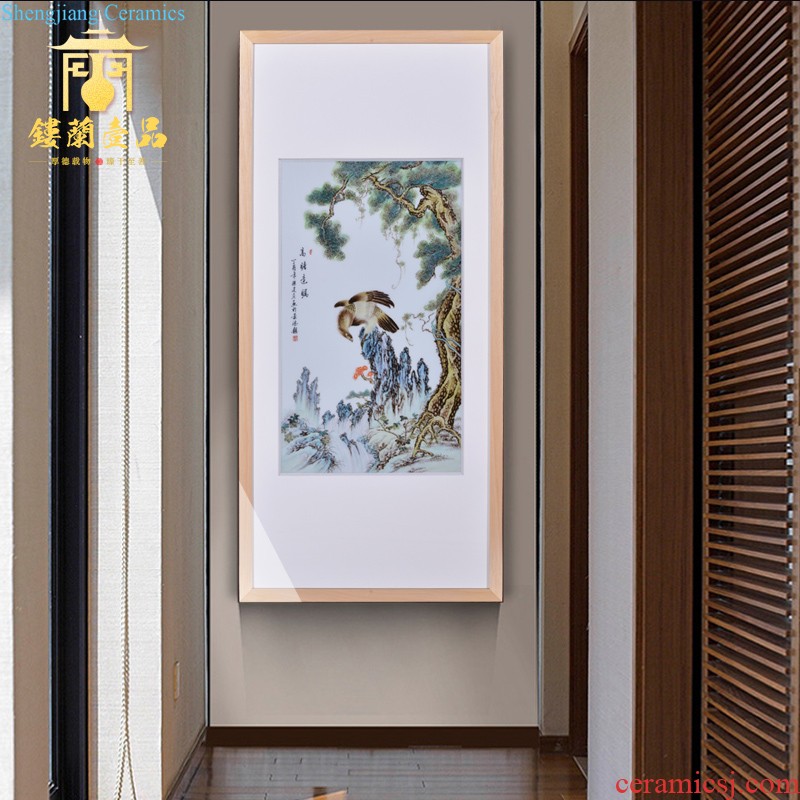 Jingdezhen ceramics hand-painted wall of setting of famille rose porcelain plate paint decoration hanging decoration of Chinese style living room furnishing articles