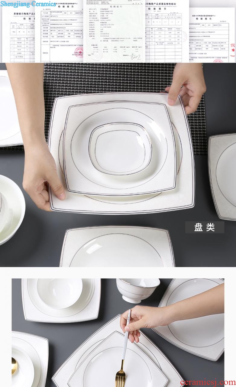 European style phnom penh dish suits home dish bowl chopsticks Jingdezhen ceramic dishes bone porcelain tableware suit jade